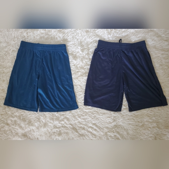 2 Pairs Of NWOT Boys Athletic Basketball Shorts Size Large Navy Blue & Teal Blue - Picture 2 of 7